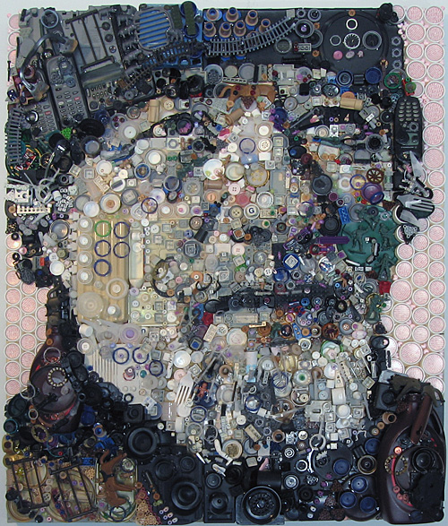 لوحات فنية من قطع غيار  Jerry-recyclable-junk-portrait-artwork