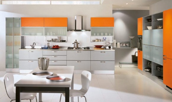 Modern Style Italian Kitchens  Orange-and-Grey-modern-kitchen-582x346