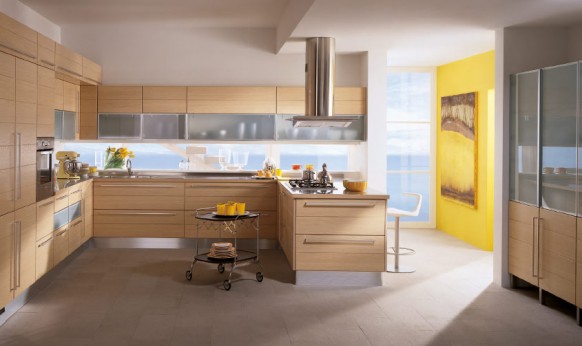 Modern Style Italian Kitchens  Yellow-Accent-Wall-kitchen-area-582x346