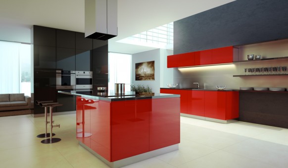 مطابخ عصرية Black-red-kitchen-582x339