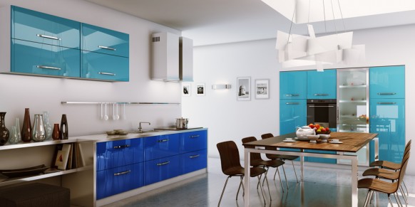 مطابخ عصرية White-kitchen-blue-accents-582x291