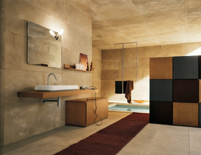 صور ديكورات حمامات جديدة روعه Bathroom-with-stone-walls-665x514