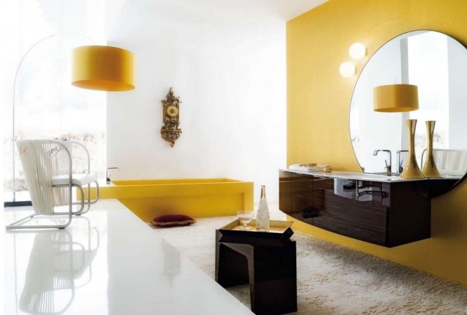 Fendi _ اثاث فيندي .. ملف خيالي .. White-bathroom-yellow-accents-665x448