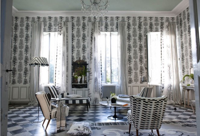 ديكورات بألوان الربيع Classic-black-and-white-room-665x452