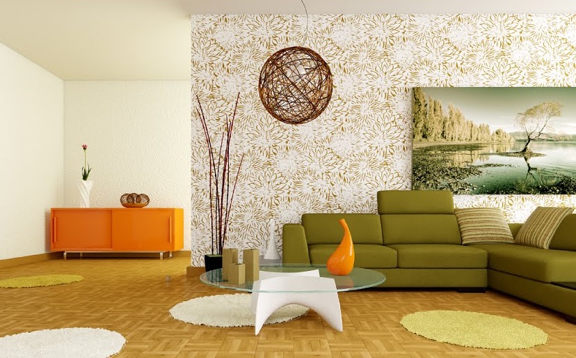  تعلمي كيف ترتبي ديكورك  Retro-white-orange-green-living-room