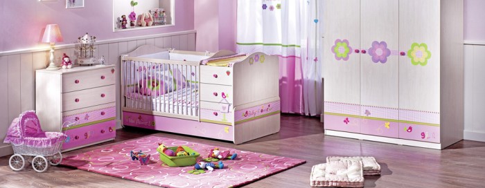 غرفه نوم الاطفال ... ديكورات غرف نوم رائعة ... غرف نوم اطفال 2013 1-nursery-girls-bedroom-1-700x272