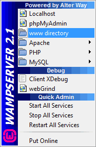 برمجة صفحات الويب بإستخدام Php ...الدرس الثانى / كتابة ملفات php Wampserver_menu3