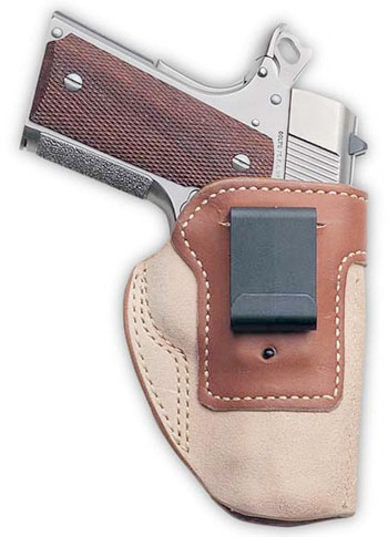 A gun on their thigh Clip_On_Holster