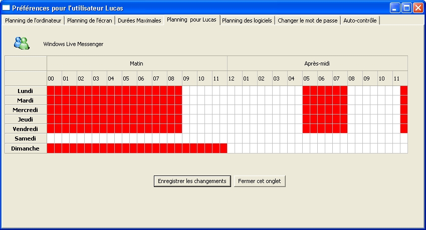 EXEMPLE D'UTILISATION Planning-heures-messenger