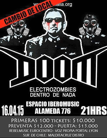 3 muertos y 5 heridos graves en un concierto de DOOM. POSTER-DOOM-CHILE