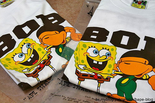 ازياء سبونج بوب للبنات Bape-nigo-spongebob-milo-tee-1