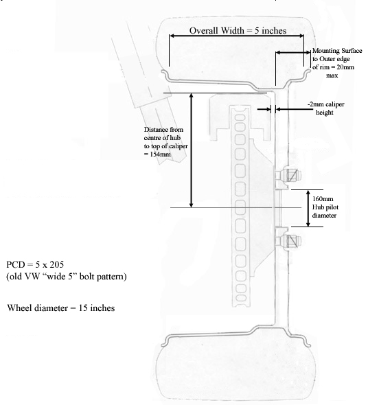 1959 VW type 2 Kombi on Air belonging to Cheers WheelSizeDiagram