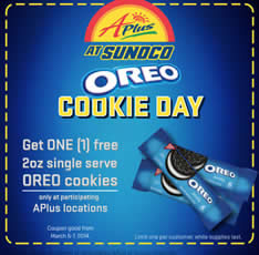 Free Oreo cookies at Aplus Sunoco stores Oreo-cookie-day