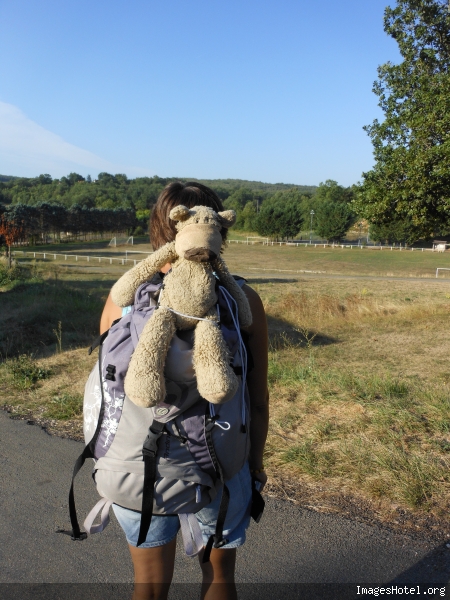 Saint Jacques de Compostelle sur le dos de Clothilde, c'est le pied :) Saintjacquesdecompostellefigeacmoissac036