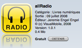 allRadio disponible gratuitement sur l'App Store AllRadio