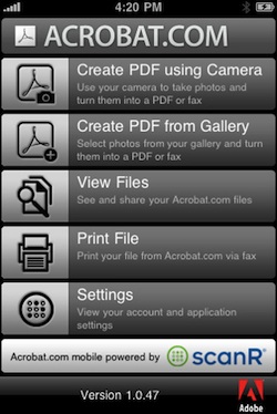 Acrobat.com Mobile now available on the iPhone Acrobatdotcomapp