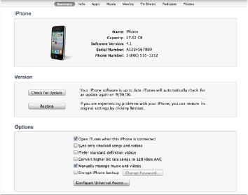 iTunes'daki iPhone 4 Ayarları Bölümleri IPhone_4_iTunes