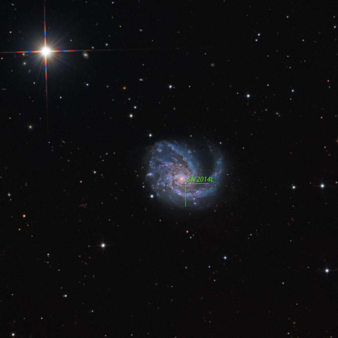 supernova dans M99 ? M99-SN-LRGB-1100px-annotated