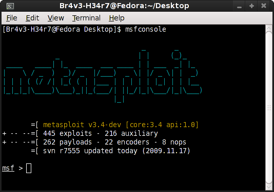 تحميل الاصدار النهائي من Metasploit 3.3  Msfconsole-33