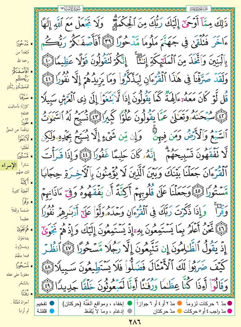   تفسير سورة الإسراء صفحة 286 من القرآن الكريم للشيخ الشعراوي	 286