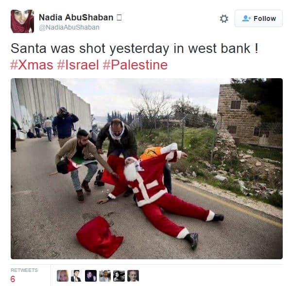 Palestinian Christmas Blood Libel: The Jews Shot Santa! Santa-tweet