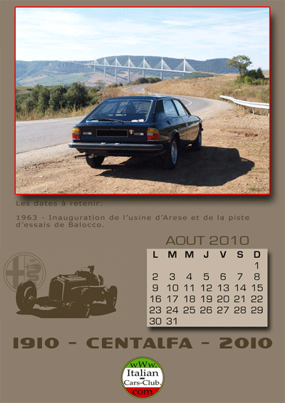 Calendrier 2010 de l'Italian Cars Club AOUT2010