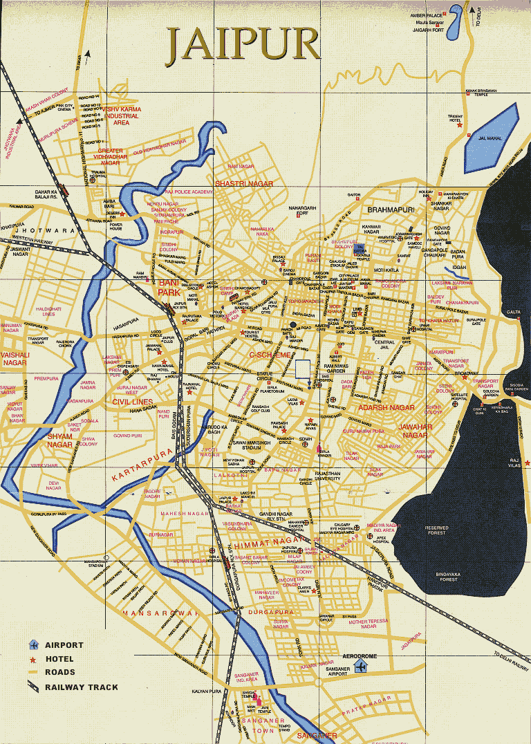 جولة فى الهند ام العجائب ورحله الى المثلث الذهبى (( دلهى _ اجرا _ جايبور )) Jaipur_map