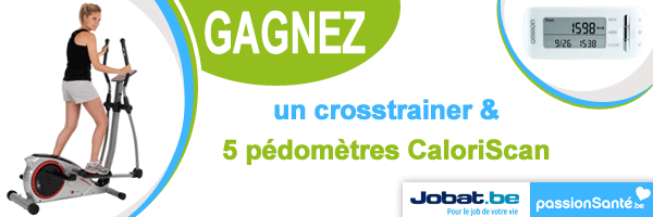 Gagnez un crosstrainer ou 1 des 5 pédomètres CaloriScan (JOBAT)  23/11 Gezondheid-head-FR