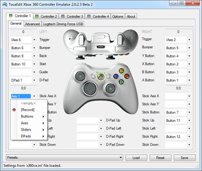 Emulador de Control XBOX 360 PC y Driver XBCD X360ce_General_Small