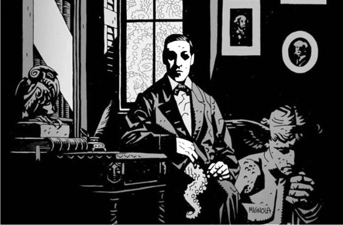 **Lovecraft: el mal no existe** Lovecraft-dibujado-por-Mike-Mignola.-Imagen-Dark-Horse-Comics.