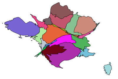 Cartogrammes des régions françaises Eoliennes-232357