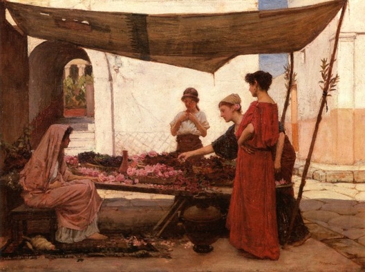 John William Waterhouse - Page 8 Waterhouse_a_grecian_flower_market