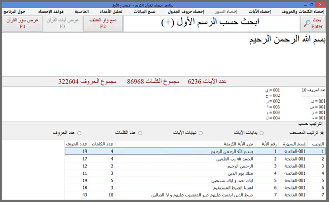 للتحميل مجاناً: أكبر برنامج لإحصاء القرآن الكريم 6236