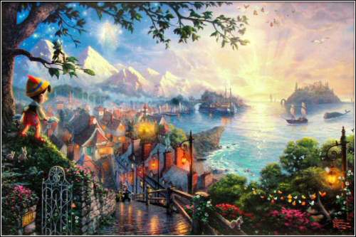 Les peintures de Thomas Kinkade  Pinocchio_wishes_upon_a_star