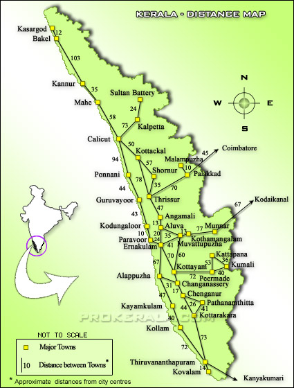 ~| [ كيرلآ ] , يـا أحلى بلد بـ " هالأرض " / يآ قطعة جنهـ في الهند .. |~ Kerala-map