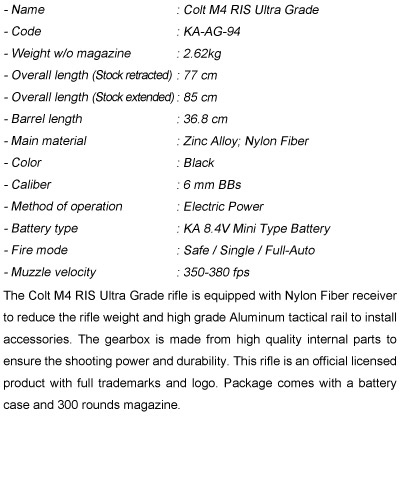 King Arms: Colt M4 RIS Ultra Grade Ka-ag-94h