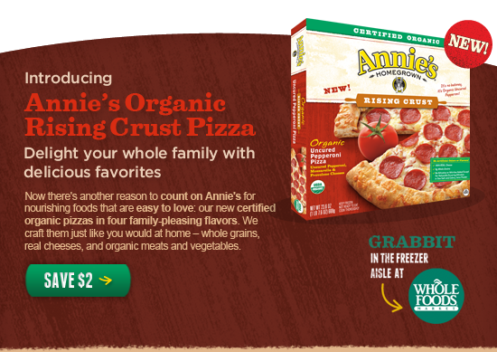 $2 off Annie's New Organic Rising Pizza Printable Coupon Annieseblast_550_2_01_01