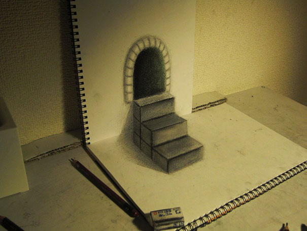 رسم  ثلاثي الأبعاد بقلم الرصاص 3D-drawings-nagai-hideyuki-10