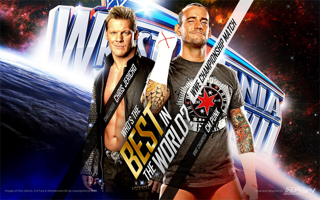 WWE Championship match: CM Punk(c) vs. Chris Jericho WrestleMania 28 WWE wallpaper   Wrestlemania28-cm-punk-chris-jericho-wallpaper-preview