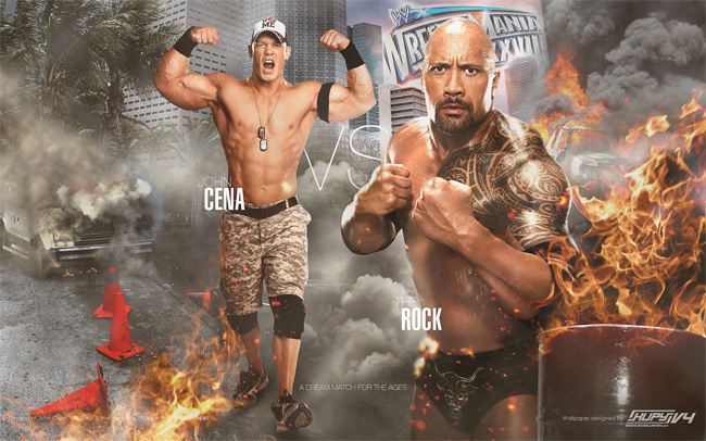  خلفية روك ضد جون سينا في راسلمنيا Wrestlemania28-the-rock-cena-wallpaper-preview