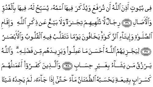 Nur Suresi (Alfabetik Sıra) Arapça Yazılışı ve Latince Okunuşu 24-038