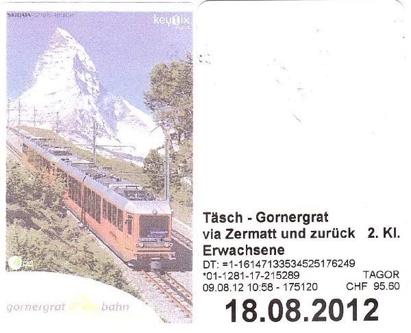 [VS-CH] : 2012-08-09 : Excursion au Gornergrat Ticket