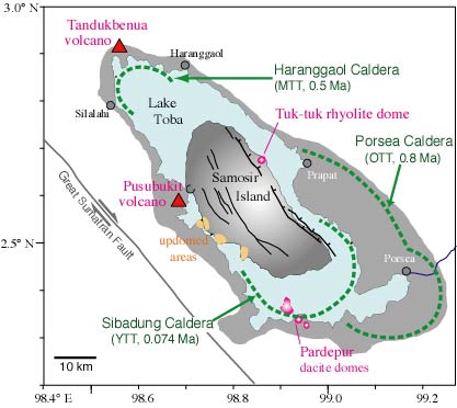 Augmentation sismique et fumerolles sur la caldeira du Toba  Toba_caldeira