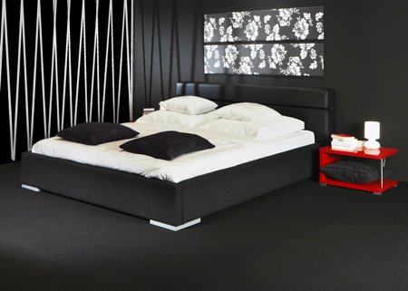 Chambre de Eilinel et Harry. Lit-cuir-design-noir