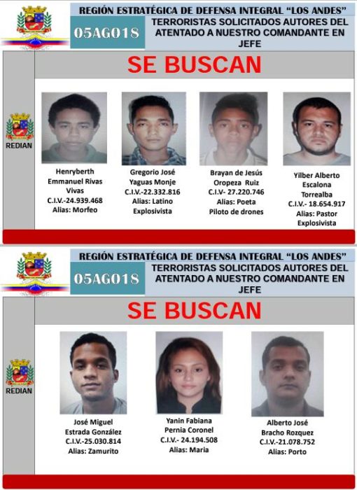 Los rostros de los involucrados en el atentado contra el Presidente Maduro 370201da-e5fc-4ae2-beda-f838a43502ed