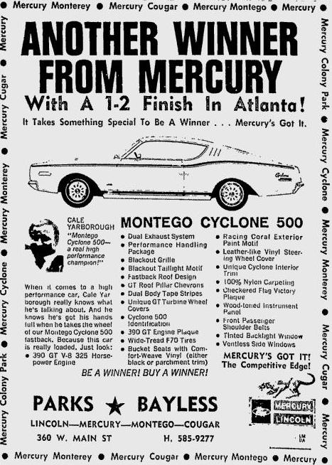 1968 Montego Cyclone GT 500 Newspaper