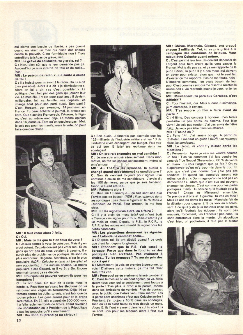 Interview Coluche Moto Revue du 18 mars 1981 Mr30439