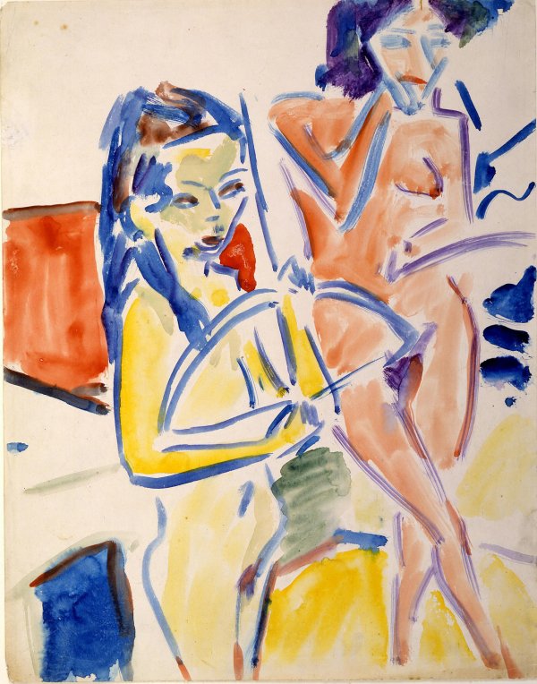 Une aquarelle Ernst_Ludwig_Kirchner_Fr-nzi_-_l-arc_avec_un_nu-ef26b