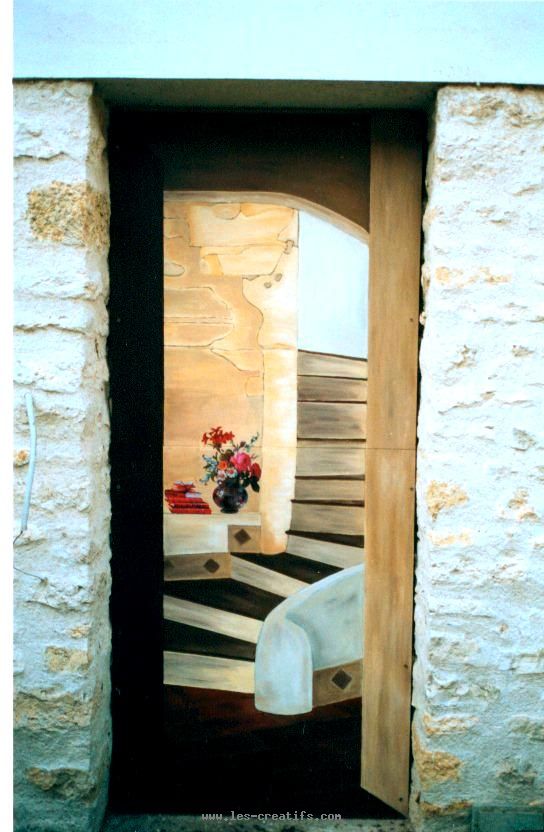 Peinture trompe l'oeil Fausse-porte