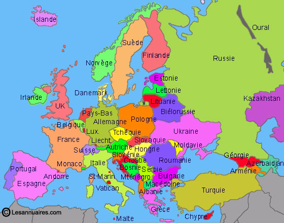 Les annuaires des pays d'Europe Europe